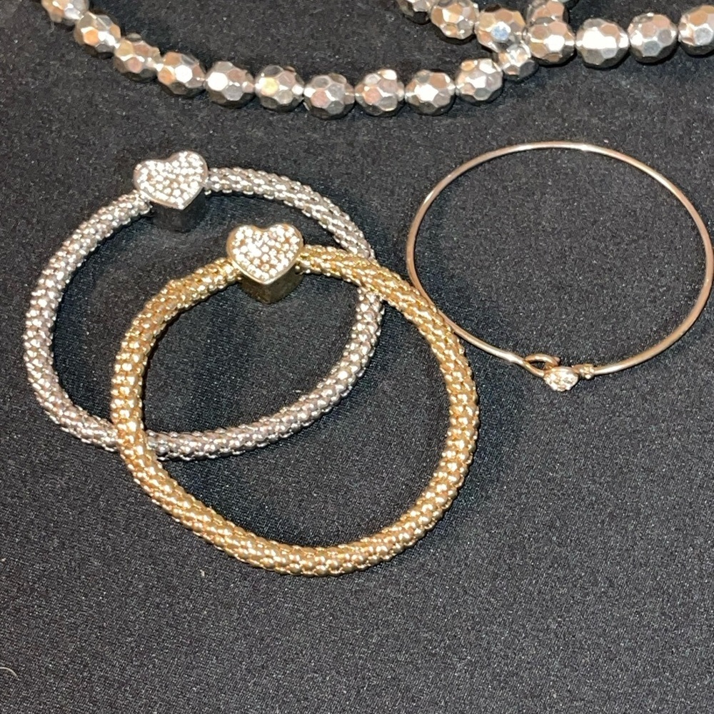 Gold & Silver Rhinestone Heart Bracelets